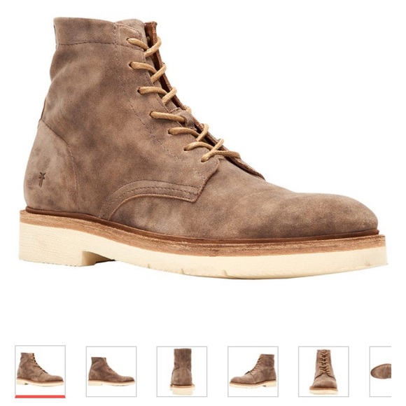 Frye Bowery Lace Up in light suede. Size 10